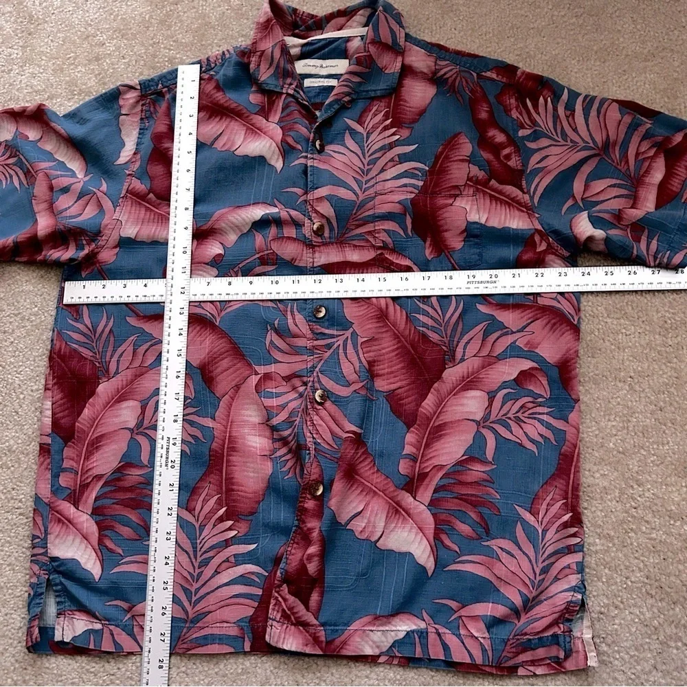 Tommy Bahama Original Fit Tropical Print Silk Short Sleeve Button Down Shirt